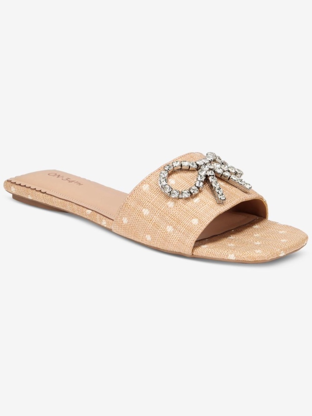 On 34th Embellished Women's White Jazziee polka dot Bow Sandals